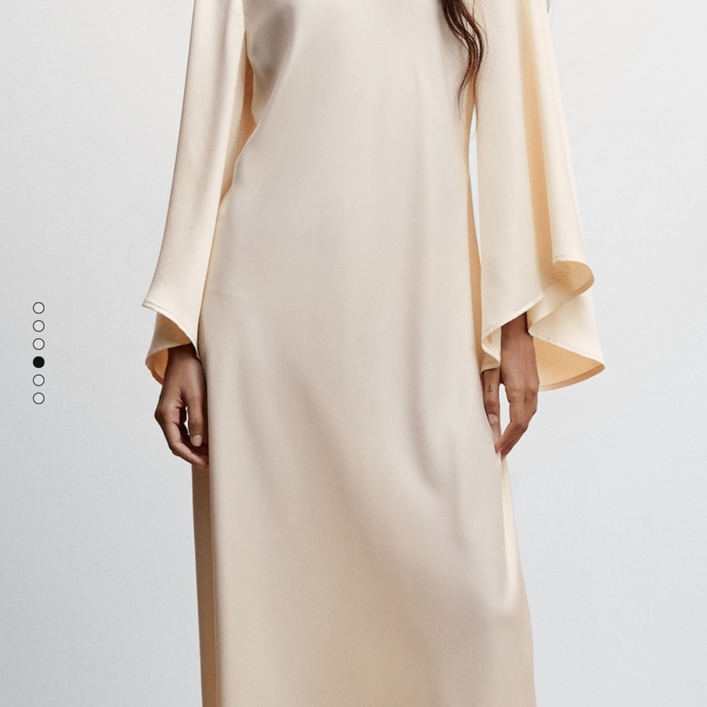 Mango Cream High Low Gown with Bell Sleeves